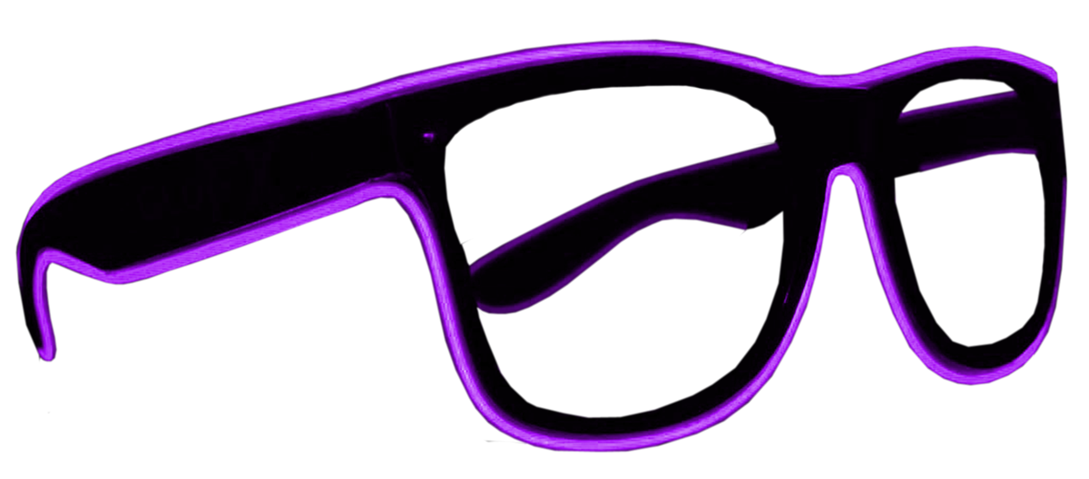 Black Frame EL Wire Glasses - Purple 8 pack