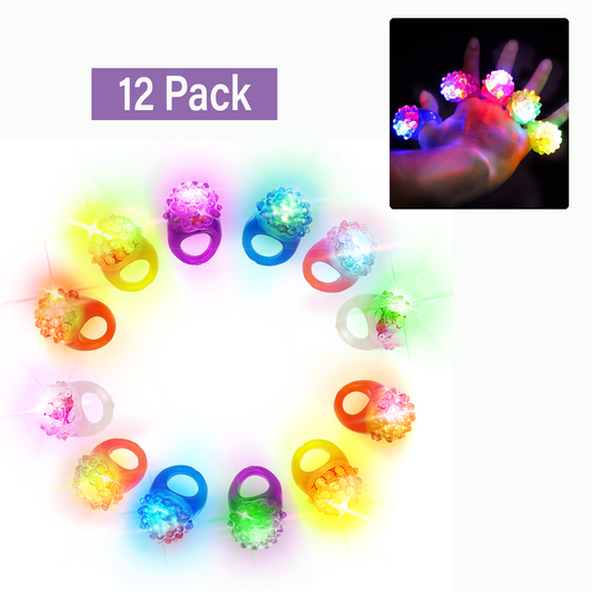 Flashing Gummi Light Up Rings | 12 Pack